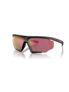 Prada Linea Rossa PS07YS DG010A 76 Black rubber Rectangular Sunglasses